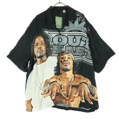 未使用 H&M エイチアンドエム 人物柄 半袖 アウトキャストグラフィック シャツ S ブラック メンズ 古着