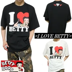 ベティーブープ ベティブープ ベティちゃん Tシャツ 半袖 I LOVE BETTY アイラブベティ 服 グッズ 薄手 メンズ/レディース/ユニセックス ベティーブープ ベティ・ブープ キャラクター ブラック/ホワイト betty boop 公式ライセンス M
