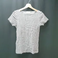 ◇ MACPHEE マカフィー ボーダー ラウンドネック シンプル 半袖 Tシャツ サイズS ブラック レディース E  【1308160035085】