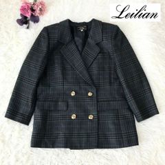 現行 レリアン Leilian 13+ 金ボタン ブレザー ダブルジャケット 紺 希少 レリアン 金ボタン タータンチェックダブルテーラードジャケット