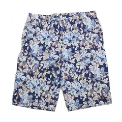 k■ビームスハート/BEAMS HEART 花柄 コットンショーツ/ハーフパンツ【L】紺/MENS■144【中古】