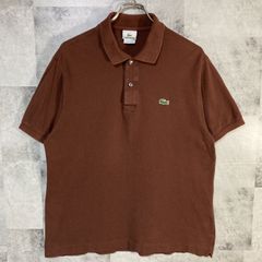 LACOSTE ラコステ 半袖 ポロシャツ 鹿子 ワンポイント刺繍ロゴ ブラウン L