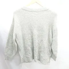 ◇ earth music&ecology クルーネック　ケーブル　起毛　シンプル　スリット 長袖 ニット サイズF グリーン系 レディース E  【1303290022479】