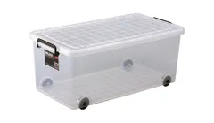 【在庫処分】衣装ケース プラスチックケース インロック クローゼットや押入れの収納に最適なフタ式の収納ケース クリア 移動に便利なキャスター付き 幅39×奥行55×高さ30cm 300M 天馬 ハーフ