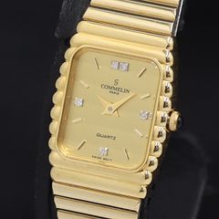 稼動品】WALTHAM レディース腕時計 クォーツ ゴールドカラー 4Pダイヤ 