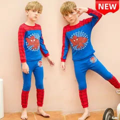 ✨新品✨ スパイダーマン 子供服 パジャマ 上下セット マーベル ヒーロー 長袖 男の子 部屋着 寝巻き キッズ コスプレ プレゼント 普段着 カッコイイ ルームウェア 青 ブルー 100cm 110cm 120cm 130cm 140cm