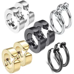 【在庫処分】フェイク ピアス めんず クロス リングピアス ノンホール フープ イヤリング GOKEI イヤーカフ フェイクピアス メンズ ユニセックス アレルギー対応 プレゼント