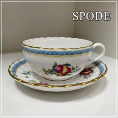 スポード トラップネルスプレイズ カップ＆ソーサー 1客 TRAPNELL SPRAYS Spode 金彩 果実柄 花 フラワー イギリス ボーンチャイナ 美品 【RU0109-6】