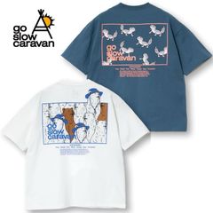 新品 メンズ ゴースローキャラバン 半袖 Tシャツ 半袖Tシャツ ティーシャツ go slow caravan 熊 クマ くま レオパ レオパードゲッコー バックプリント ユニセックス レディース コットン 白 ホワイト 青 ブルー