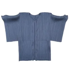 24aw プリーツプリーズ イッセイミヤケ PLEATS PLEASE ISSEY MIYAKE ブルゾン ダブルジップ ジャケット ノーカラー 丸首 カーディガン 2024AW MONTHLY COLORS AUGUST PP43-JO123 ネイビーのサムネイル
