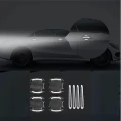 カーステッカー 8枚セット ドアハンドル ドアボウルガード 傷防止保護シート ドアノブプロテクター リフレクター付き反射ステッカー 車用アクセサリーku10000a211