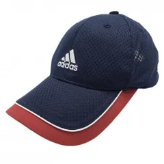 【超美品】アディダス キャップ ネイビー×レッド ロゴ刺しゅう OSFW(57cm～60cm)  ゴルフウェア adidas
