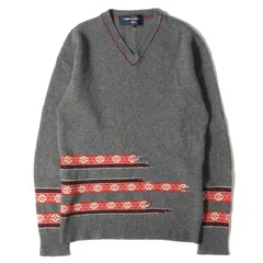 COMME des GARCONS コムデギャルソン ニット ノルディック デザイン Vネック ナイロン ウール セーター HOMME AD2009 グレー L トップス ブランド シンプル カジュアルのサムネイル