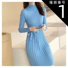 種類1：オフホワイト/S ワンピース 膝下 袖あり 7分袖 七分袖 Vネック Aライン プリーツ ニット かわいい 大人可愛い きれいめ シンプル カジュアル おしゃれ お洒落 大人可愛い 大人女子 こなれ感 ラフ キュート ガーリー ルーズ 個性的 主役級 