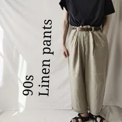 【90s】MURANO ツータック リネンパンツ カーキ 古着