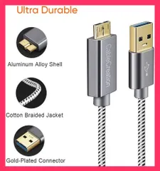 【スタッフおすすめ！】USB to MicroB, CableCreation USB3.0 to MicroUSB ケーブル ショート編組USB 3.0 - Micro USBコード 外付けハードドライブ、HDカメラ、Samsung No
