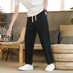 種類109：XL/H：ネイビーブルー ダークグレー メンズ ファッション 服 男性用 オシャレ シンプル 大人 かっこいい 大きいサイズ ストリート 紳士服 夏 カジュアル パンツ スリムフィット コットン 通気性 ズボン リネン コットンリネン