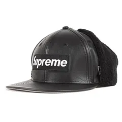 美品 Supreme シュプリーム キャップ サイズ:7 1/2(59.6cm) 22AW NEW ERA ニューエラ イヤーフラップ付き レザー ボックスロゴ ベースボール キャップ Leather Earflap Box Logo ブラック 黒 帽子のサムネイル