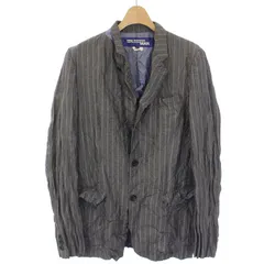 ジュンヤワタナベマン JUNYA WATANABE MAN COMME des GARCONS 2007年製 テーラードジャケット ストライプ リネン混 背抜き 肩パット入 シワ加工 SS グレー WA-J013 /TK ■BMのサムネイル
