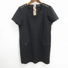 #s バーバリー BURBERRY 半袖 チュニック 2 ダークグレー カットソー バックファスナー ロゴボタン 日本製 レディース [865172] k01のサムネイル