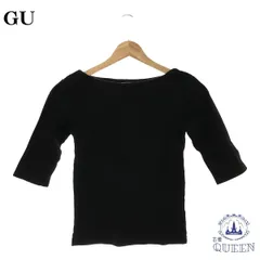 【訳アリ】 GU ジーユー カットソー 七分袖 Tシャツ トップス レディース ブラック S  901-609 送料無料