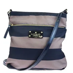 【中古】 ケイトスペード kate spade ショルダーバッグ ネイビー グレー ナイロン レザー PXRU3147 08HC155