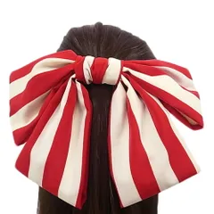 髪飾り リボン 卒業式 袴 成人式 赤 振袖 花 白 レッド ボーダー 縞 シック 大きい 艶 ツヤ かんざし 和装 FTS No.9-4038