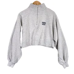 美品 GRAIL グレイル ハーフジップ 総柄 オールシーズン スウェット ポリエステル/コットン ホワイト レディース F【古着】【中古】【送料無料】