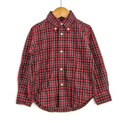 ラルフローレン 長袖シャツ トップス ボタンダウン チェック柄 キッズ 男の子用 2/2Tサイズ 赤×緑 RALPH LAUREN 【中古】