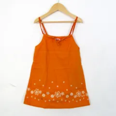 ミキハウス キャミソールワンピース トップス キッズ 女の子用 100サイズ オレンジ×ホワイト MIKIHOUSE 【中古】