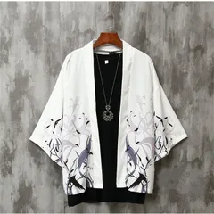 シャツ メンズ 羽織 法被 甚平 作務衣 夏 半袖 五分袖 七分袖 祭り 半被 半纏 部屋着 男性用 プリント 大きいサイズ おしゃれ トップス 春夏 送料無料 1Bgx478