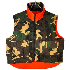 リバーシブル!2Way!ダウンベストハンティングベストアウトドア中綿入りアウター迷彩カモフラージュ緑グリーン黒ブラックベージュカーキオレンジ41212