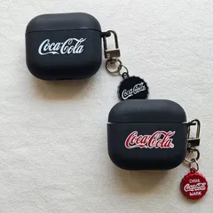 AirPods 3 ブラックソフトケース カバー コカ・コーラ 王冠チャーム付 白文字・赤文字の2種