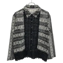 sara mallika サラ マリカ 25SS COTTON BORDER LACE TOP コットンボーダーレースシャツトップス 020151SP1 ブラック×ホワイト Fのサムネイル