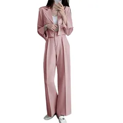【新品】 [ＮＯＭＳＯＣＲ] パンツスーツ レディース セレモニースーツ セットアップ 上下セット フォーマルスーツ ジャケット 春秋 通勤 OL 入園式 入学式 卒園式 卒業式 ２０代 30代 (M, ピンク) 1