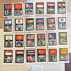 480・【1点】マッチラベルシート　国旗・都市　B　24柄　1968年頃　　レア　アンティーク　ラベルシート 切手趣味週間　コレクション　海外ヴィンテージ　蚤の市　海外アンティーク　図鑑　ラベル　海外紙物　チェコ　海外紙もの　雑記帳