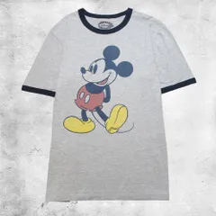 Disney リンガー Tシャツ ミッキー ディズニー Lサイズ グレー MICKEY MOUSE