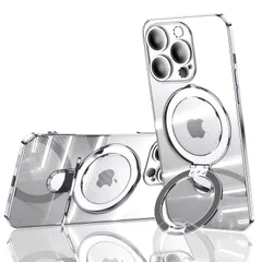 【新着商品】磁気 カバー Pro Pro アイフォン12 ストラップホール付き (iPhone12 ワイヤレス充電 傷に強い背面 耐衝撃 ソフトTPU Pro レンズカバー付き メッキ仕上げ リング付き クリア 6.1 MagSafe対応 ケース 用 6.