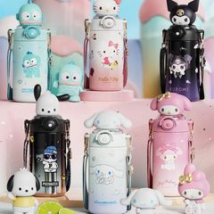 水筒 ポチャッコ キティ ハンギョドン クロミ シナモ マイメロ 水筒 水筒 子供 ステンレス ボトル 直飲み 保冷 保温 ワンタッチ オープン 