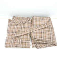 ■ NICE CLAUP チェック柄 ロング丈 シャツ スカート セットアップ サイズF ブラウン ブラック イエロー系 レディース E  【1408060054374】