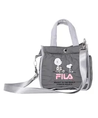 [フィラ] ショルダーバッグ PEANUTS ピーナッツ SNOOPY スヌーピー コラボ パデット キルティング風 ミニ ショルダー トートバッグ ハンドバッグ fp5032-fp5033 fp5032チャコール [fp5032チャコール]
