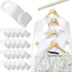 fogman ハンガー連結フック 整理整頓 省スペース クローゼット ジョイントフック 50個セット(ホワイト,  1.8 x 4 cm)