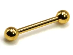 ボディピアス ストレートバーベル バーベル(ゴールド)(14G)(内径10mm・ボール3mm)