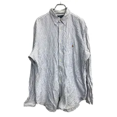 RALPH LAUREN 長袖 ストライプ シャツ XLサイズ ラルフローレン ボタンダウン ブルー ホワイト 古着卸 アメリカ仕入 t2411-3018