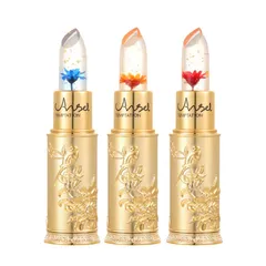 新品 【温感変色】ジェリーリップスティック、24K 温度で色が変わるリップ 金箔入り、ドライフラワー、温感変色、高保湿力、落ちにくい 色が変わるリップグロスウォータープルーフ & ロングラスティング ビューティー ブライト フラワー クリスタル ジェリー リ