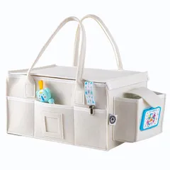 【乳児用品安全認証済】 蓋付きおむつストッカー/大容量ベビー用品収納ケース/赤ちゃん用お世話グッズ収納/オムツストッカー 0のサムネイル