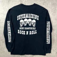 00年代 SUPPERMACHINE スカルプリント 袖プリ ロングTシャツ メンズXL相当 