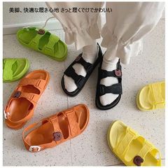 厚底サンダル 即購入OK 韓国ファッション ビーチサンダル スポーツサンダル 人気 厚底 韓国 イエロー レディース オレンジ グリーン ベルクロ スポーティ ぺたんこ きれいめ zhangban33