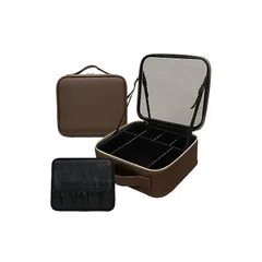 [MRG] 鏡付きメイクボックス オリジナルカラー 大容量 メイクボックス メイクポーチ コスメボックス 持ち運び 鏡付き プロ用 自立式 仕切り調整可能 メイク収納 卓上 コンパクト 化粧ポーチ 手持ち バッグ 収納ボックス コスメ収納 オープン 大きめ 0