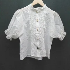 ◇ apres jour フロントボタン フリル襟 袖口ゴム おしゃれボタン 半袖 ブラウス 表記なし ホワイト レディース E 【1309250028246】